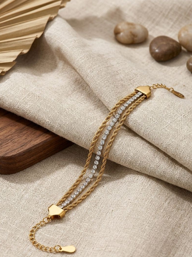 Stainless steel gold layered chain bracelet
