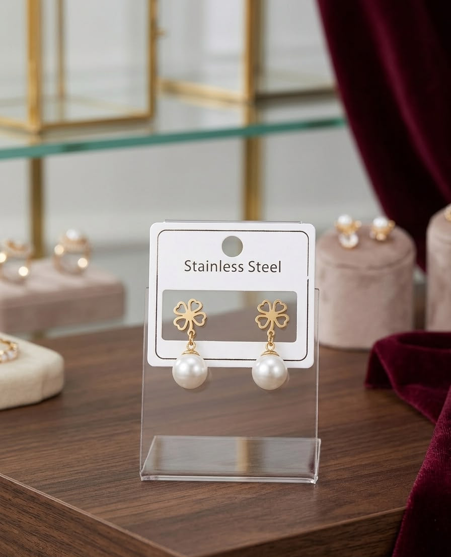 Stainless steel pearl earrings