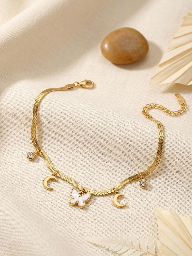 Stainless steel gold snake chain bracelet