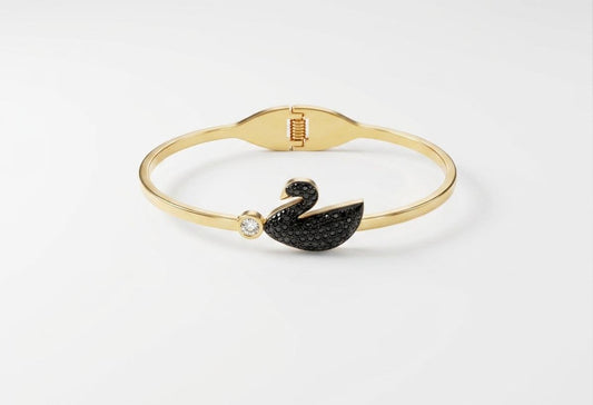 Stainless steel gold black swan handcuff