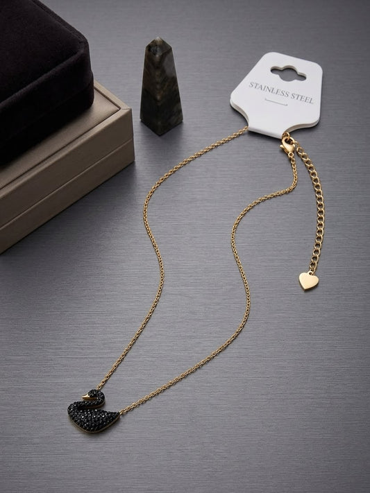 Stainless steel black swan pendant