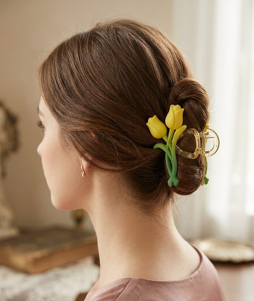 Tulip hair clip (Yellow & green)