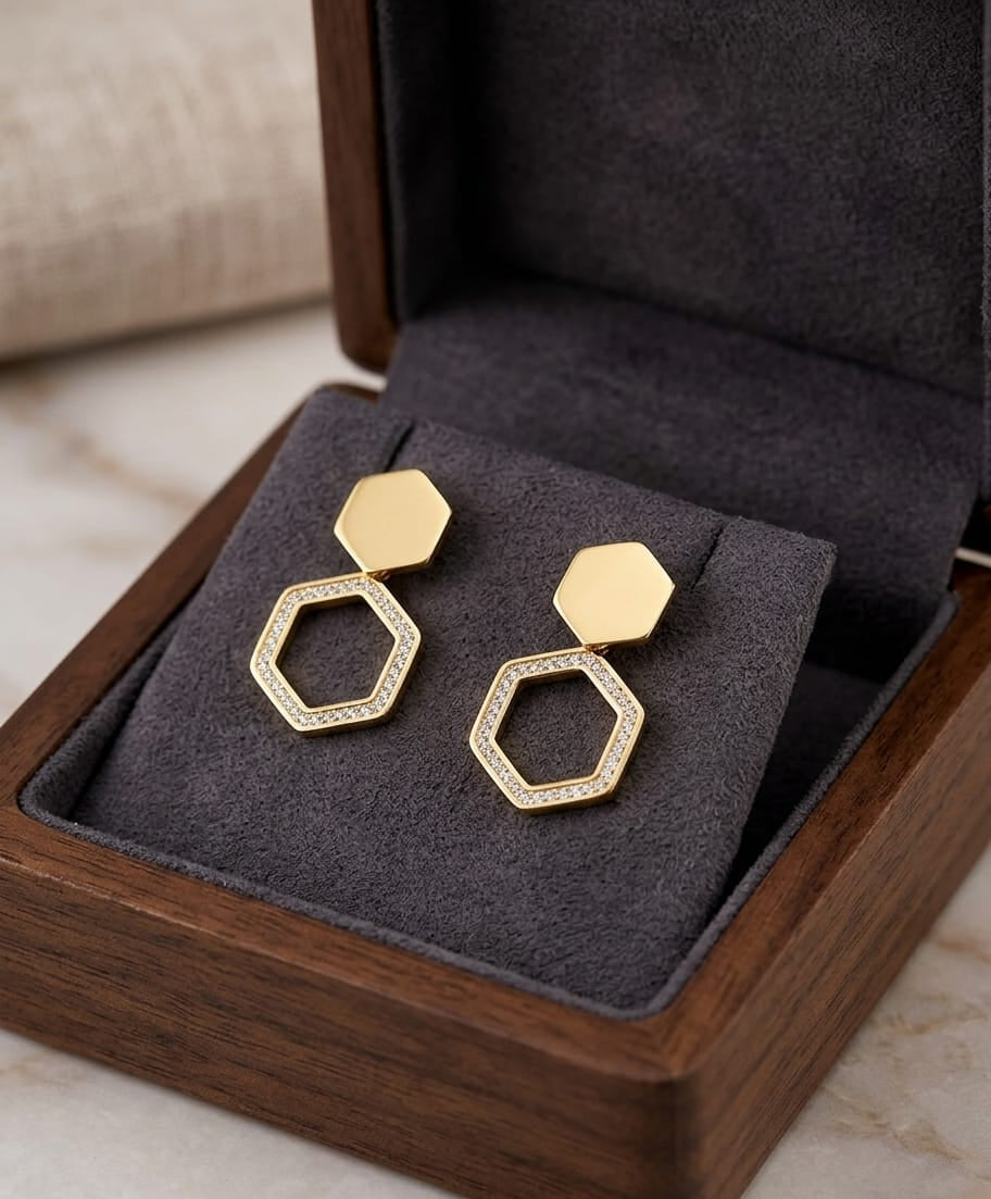 Stainless steel gold earrings