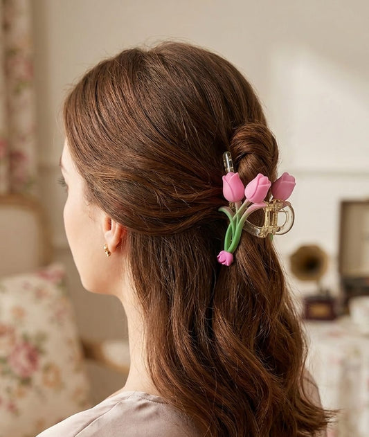 Tulip hair clip (Pink &green)