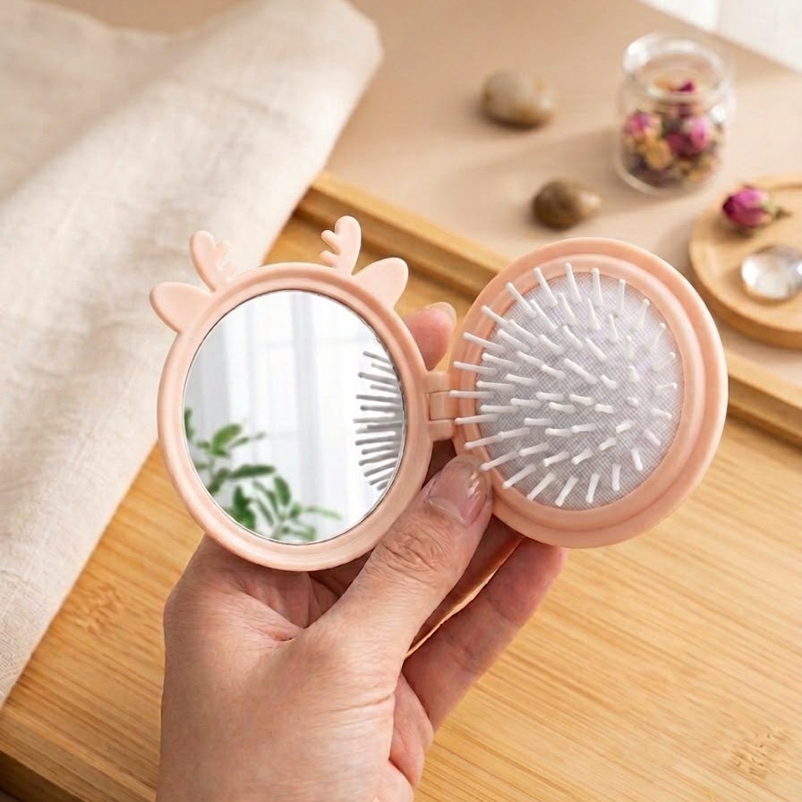 Mirror & brush set (Peach)