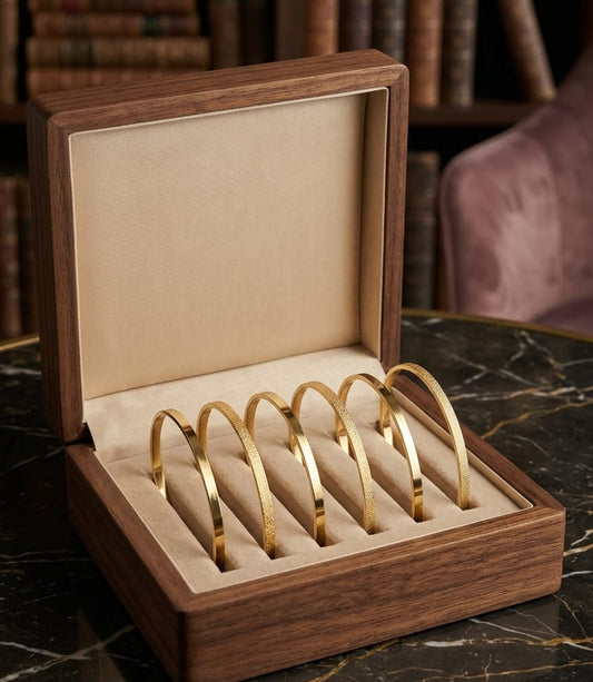 Stainless steel gold shinny bangels