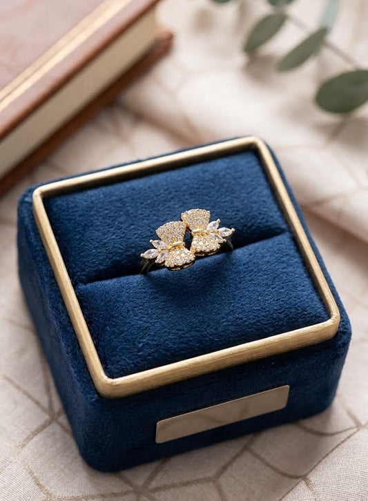 Golden bow ring
