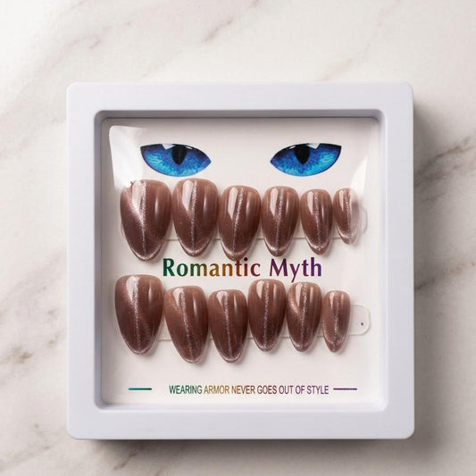 Cats eye nail almond shape (brown)