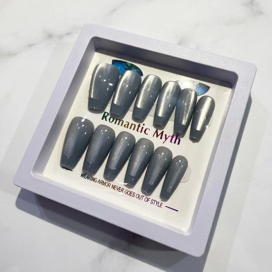 Cats eye nail square shape (grey)