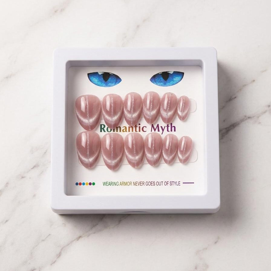 Cats eye nail almond shape (soft pink)