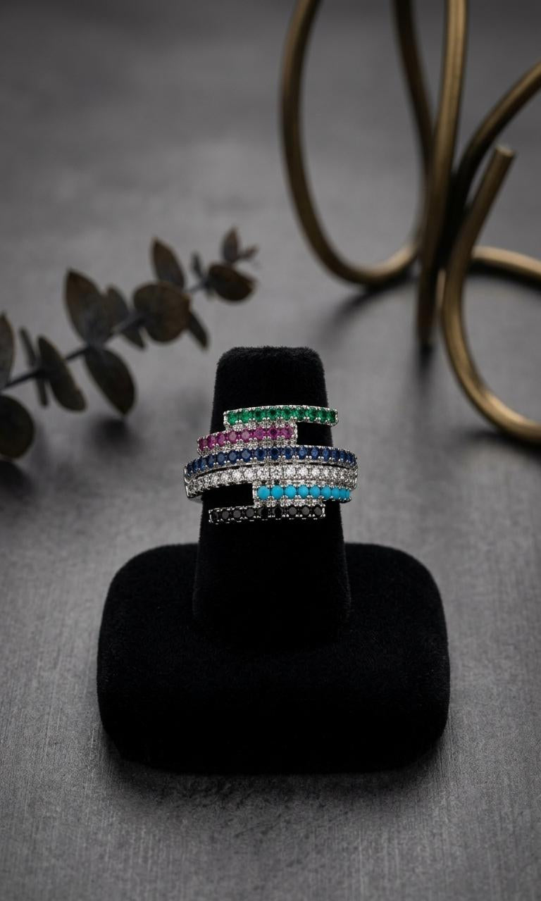 Multicolor stones ring