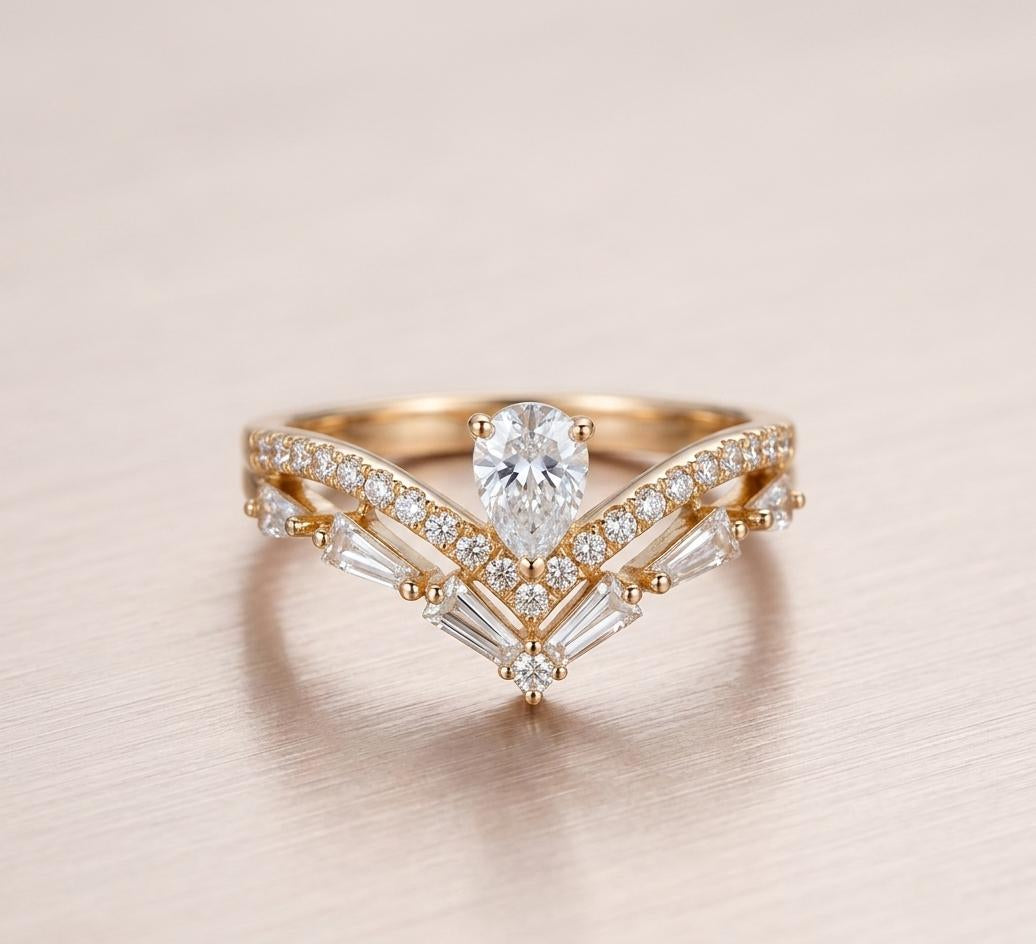 Baguette cut crystal ring