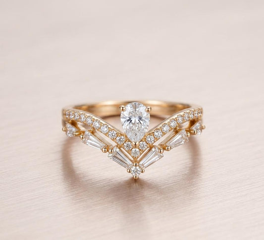 Baguette cut crystal ring