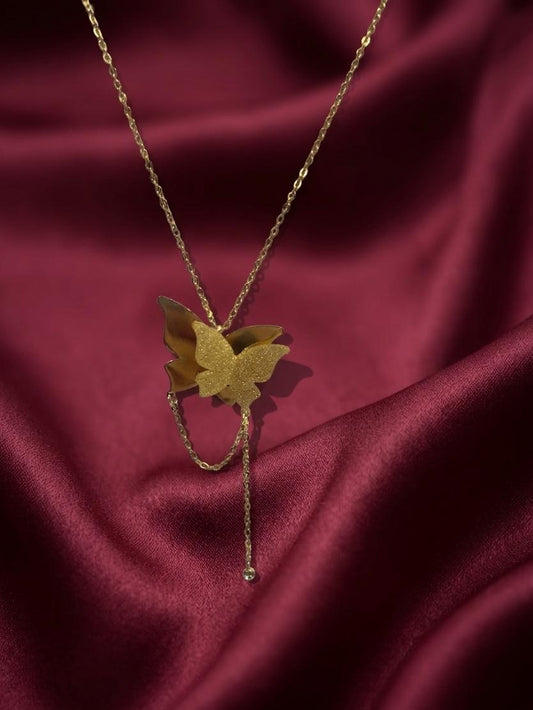 Stainless steel dual butterfly pendant
