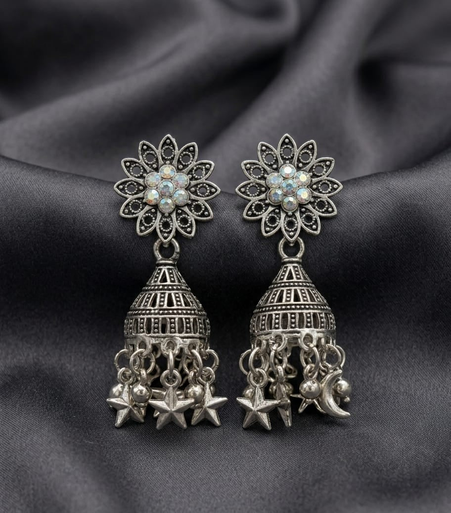 Antique style flower jhumki