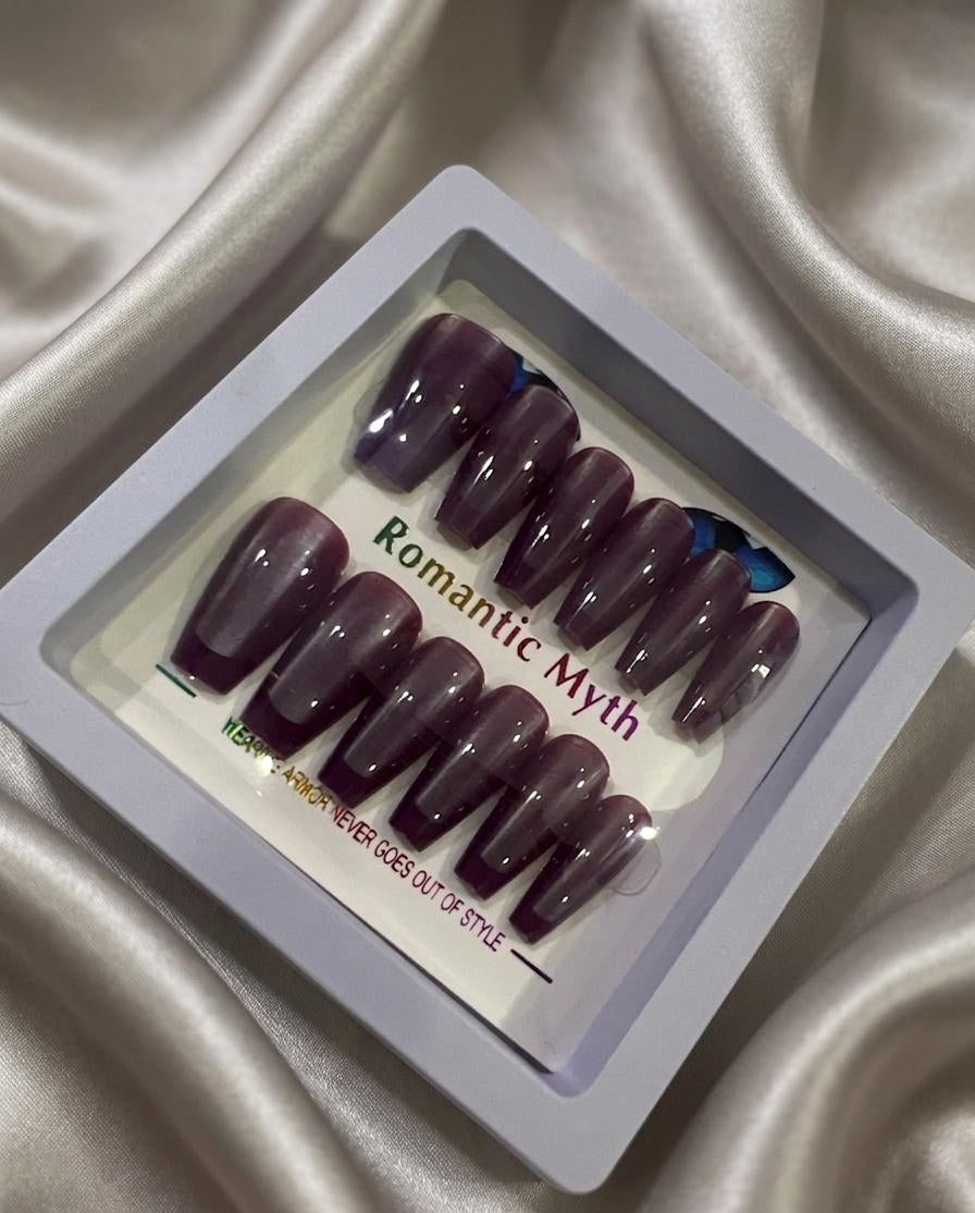 Cats eye nail square shape (dark brown)