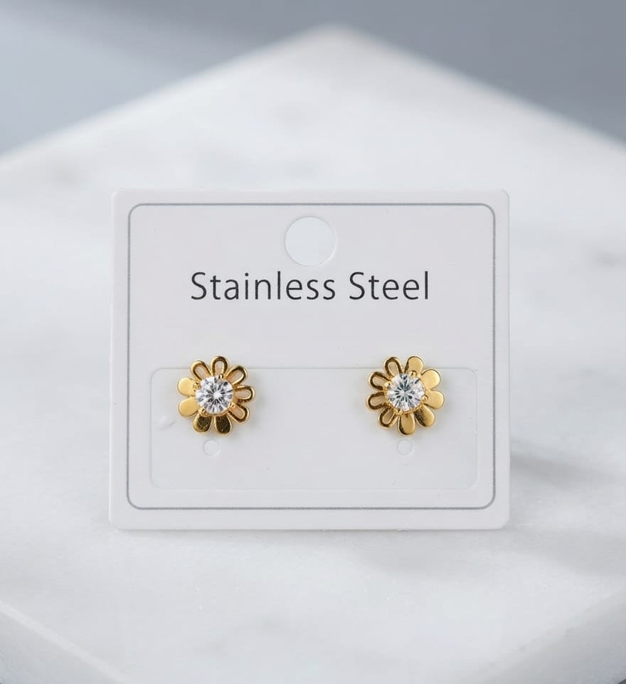 Stainless steel floral ear studs