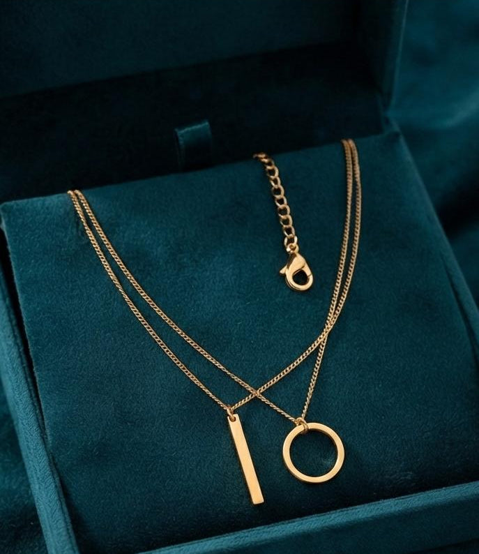Stainless steel dual chain necklace